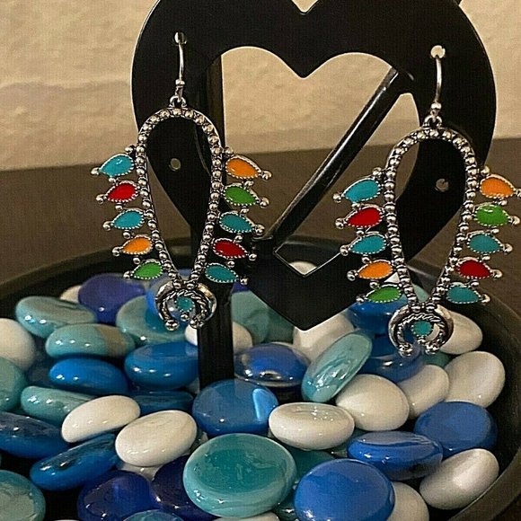 Squash Blossom Rainbow Earrings Southwest western - Picture 3 of 9